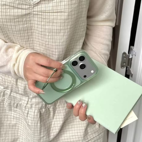 K23126 ミントグリーン リングスタンドiPhoneケース