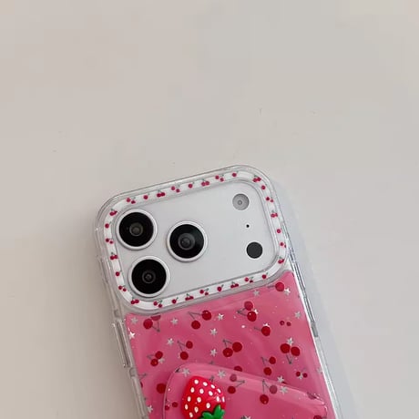 K23108 いちごチェリースタンドiPhoneケース