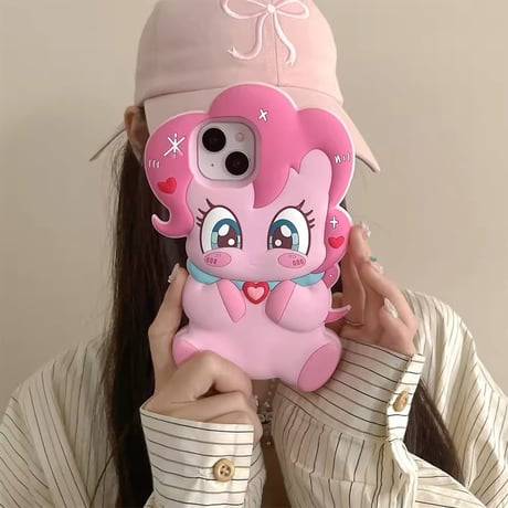 【即納商品】S74495 立体ピンクユニコーンのiPhoneケース
