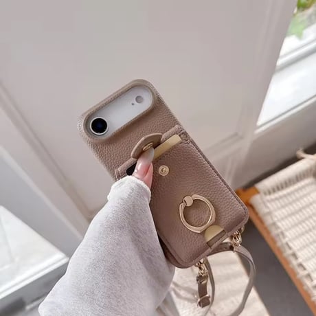 K22925 ミラー＆カードポケット付きショルダーiPhoneケース
