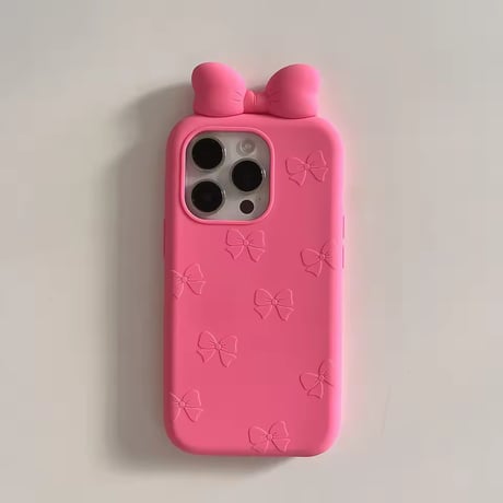 S75191 ぷっくりリボンピンクiPhoneケース