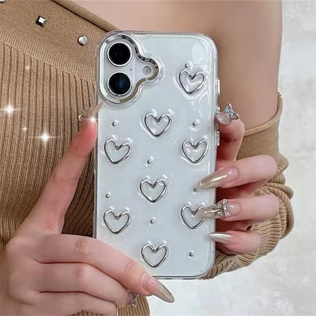 L62099 シルバーハートクリア iPhoneケース