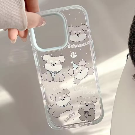 L62459 もこもこシュナウザークリアiPhoneケース