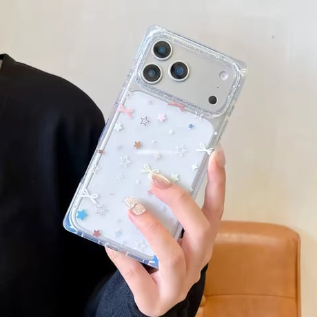 L62454 きらめきリボンスター クリアiPhoneケース