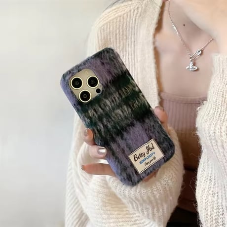 S74949 チェックファブリック iPhoneケース