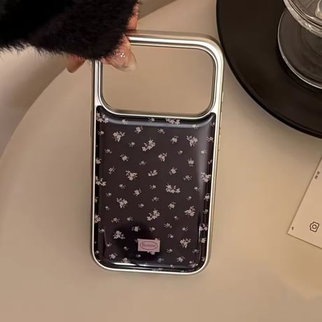 S75182 ミニフラワー シルバーフレーム iPhoneケース