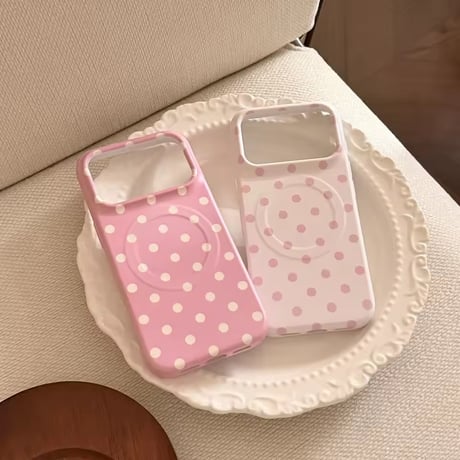 S75589 ピンクドットMagSafe対応iPhoneケース
