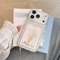 K23189 クリーミーアイス カードポケット付きクリアiPhoneケース