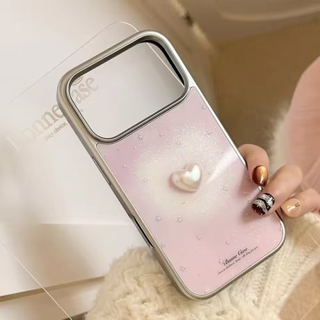 S75447 パールハートきらめきピンクiPhoneケース