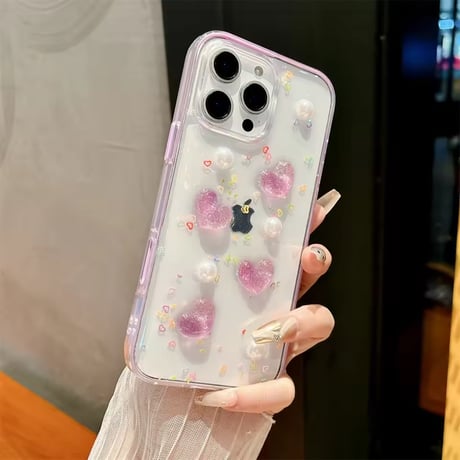 L62353 ぷっくりグリッターハート iPhoneケース