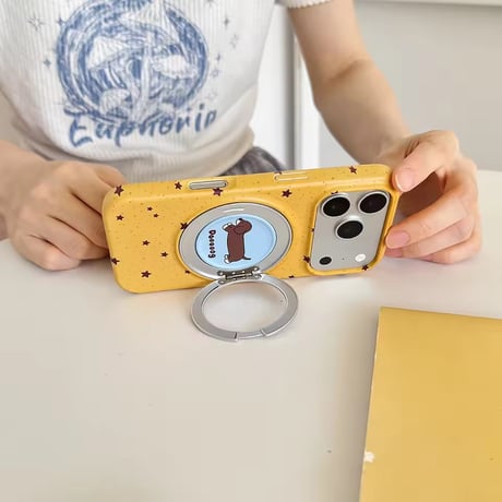 K23177 くるくるアニマル 回転リング付きiPhoneケース
