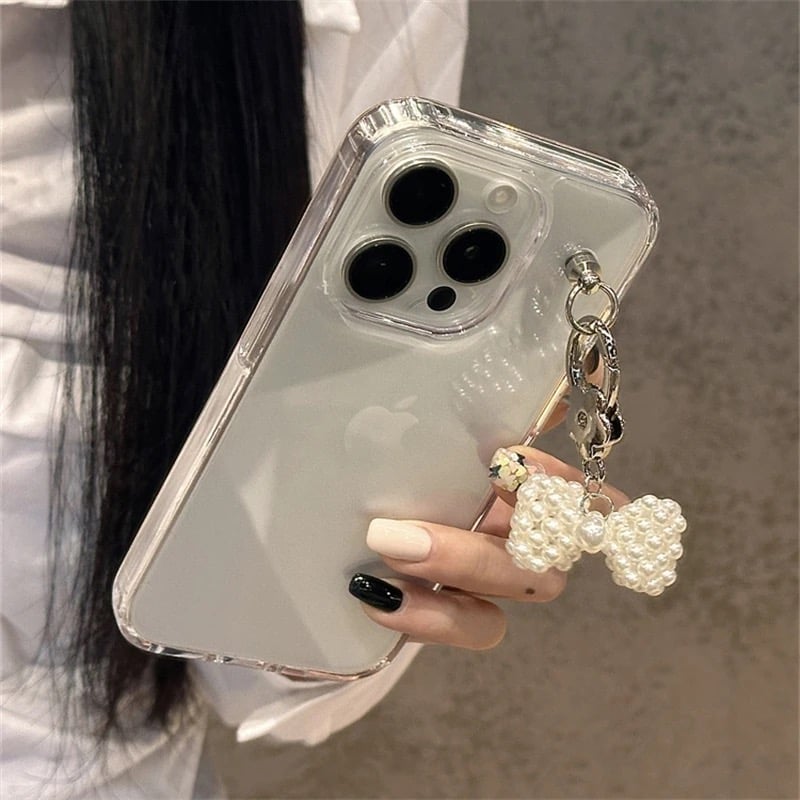 L61959 パールリボンクリアiPhoneケース | nanomita