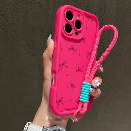 K22953 プチリボンドット iPhoneケース（ストラップ付き）