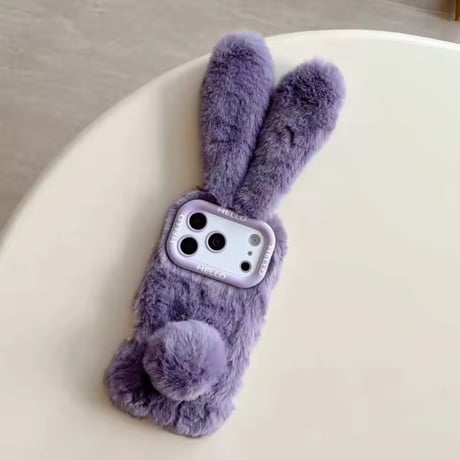 K23075 もこもこうさみみファーiPhoneケース
