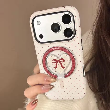 K23155 ドットリボンハートリングiPhoneケース