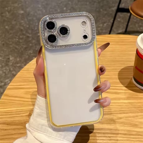 L62361 きらめきストーンフレーム クリア iPhoneケース