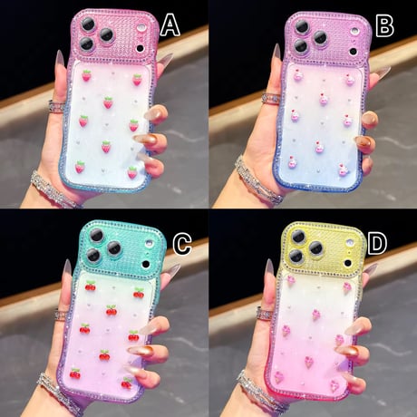 L62376 きらきらフルーツデコ iPhoneケース