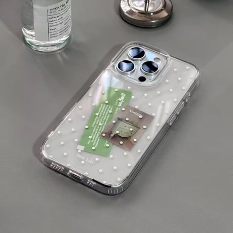 L62400 ホワイトドットクリアiPhoneケース