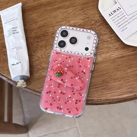 K23108 いちごチェリースタンドiPhoneケース