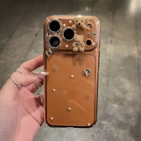 L62364 ふわもこテディ×ジュエル クリアiPhoneケース