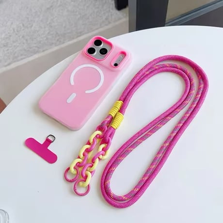 S75585 カラフルコードストラップMagSafeiPhoneケース