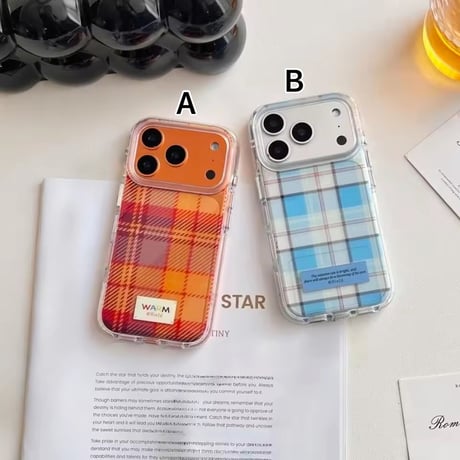 S75173 ほっこりチェックのクリア iPhoneケース