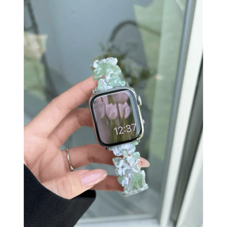 N00037 フラワリーベア クリアApple Watchバンド