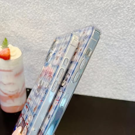 S75157 ゆるっとワンちゃんのチェッククリア iPhoneケース