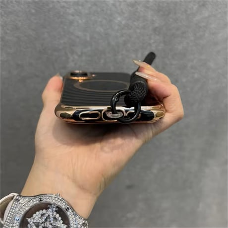 K22671 MagSafe対応ゴールドサークルストラップ iPhoneケース