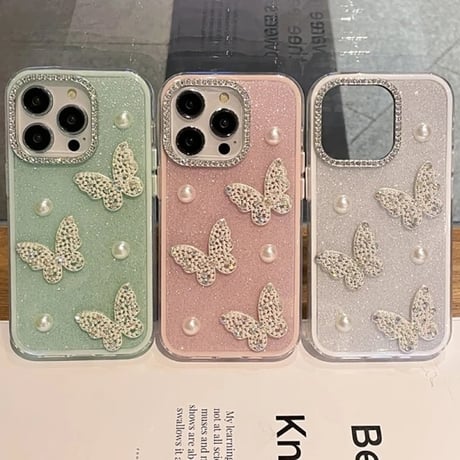 S74625 ジュエリーバタフライとパールのきらきらiPhoneケース