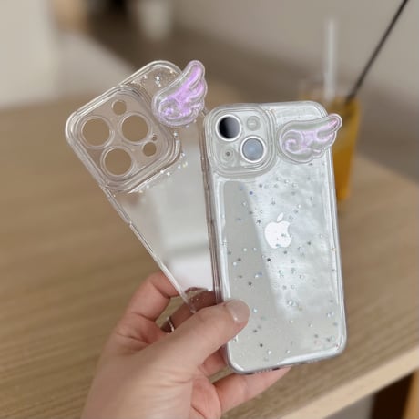 天使の羽 エンジェル 推し活にも クリア ラメ iphoneケース L66148