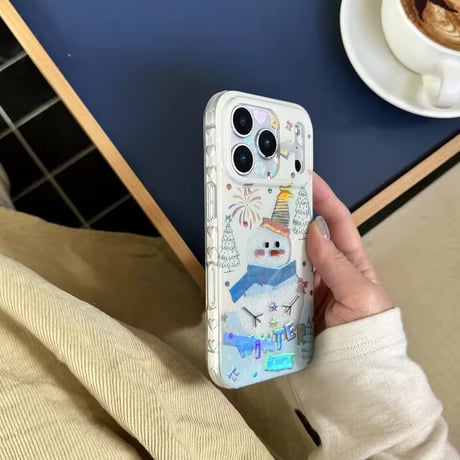S75151 キラきゅんスノーマン iPhoneケース（チャーム付き）