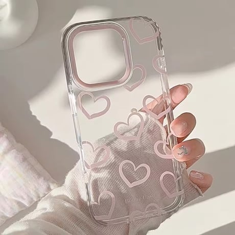 L62325 ピンクハートクリア iPhoneケース（MagSafe対応／通常タイプ）