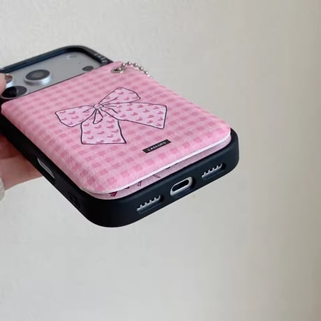 K23017 リボンチェックミラーiPhoneケース