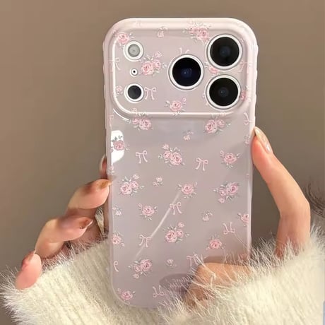 S75272 ローズリボンフラワーiPhoneケース