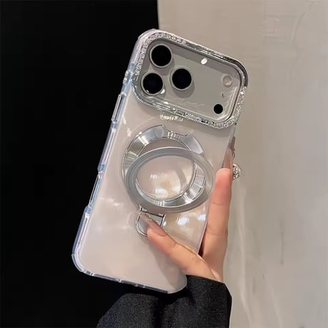 K22916 リング付き グリッターライン iPhoneケース（MagSafe対応）