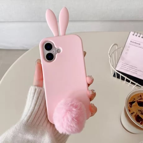 S75286 うさみみファーポンポンiPhoneケース