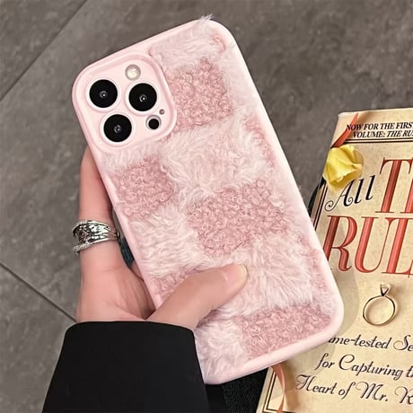 S74335 ふわもこチェック iPhoneケース