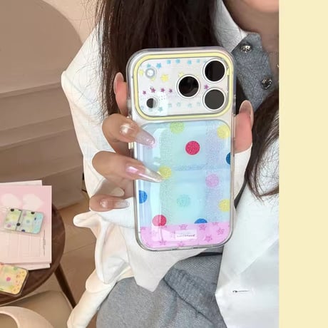 S75686 カラフルドットクリアiPhoneケース