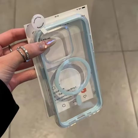 【即納商品】L62386 カラーフレームクリア MagSafe対応 iPhoneケース