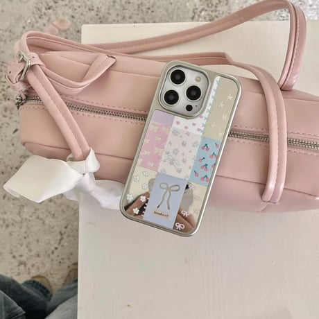 S74678 リボンパッチワーク iPhoneケース