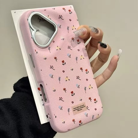 S74303 ちいさなお花のレザー調iPhoneケース