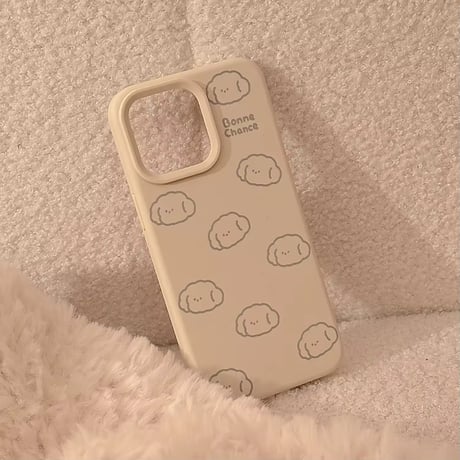 S74794 ふわふわドッグ柄iPhoneケース