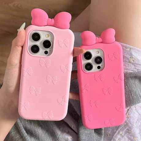 S75191 ぷっくりリボンピンクiPhoneケース