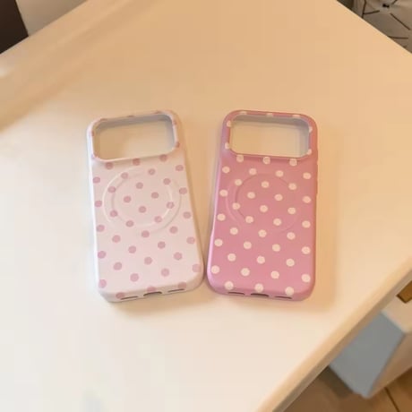 S75589 ピンクドットMagSafe対応iPhoneケース