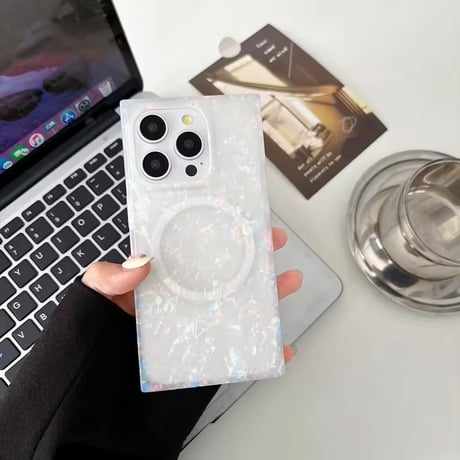S74561 きらめきシェル柄iPhoneケース