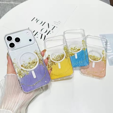 L62475 きらめきグリッターウェーブ MagSafe対応 iPhoneケース