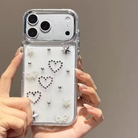 S75492 ハートビジューiPhoneケース
