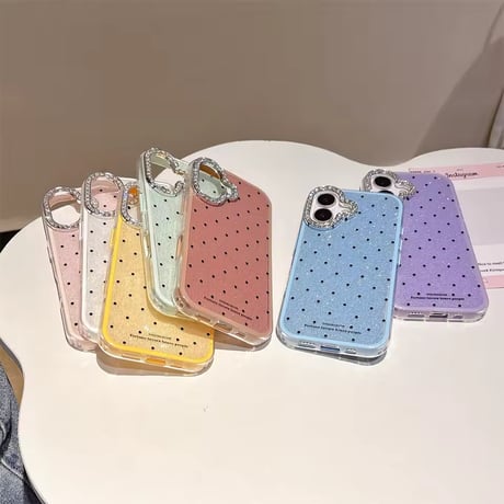 S74971 ビジューカメラリング ドットiPhoneケース