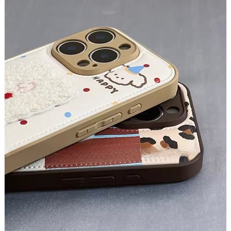 S74471 もこもこアニマル刺繍iPhoneケース